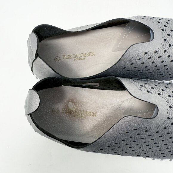 Ilse Jacobsen Metallic Silver Leather Tulip Slip On Sneakers Women's Size 10 EUC - Picture 8 of 9